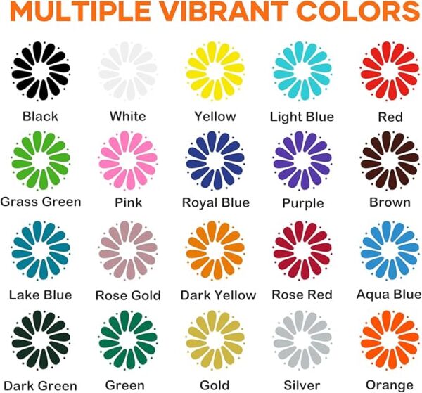 HTV Vinyl Bundle – 20 Pack 12"x3FT Iron-On Vinyl with Assorted Colors for T-Shirts - Image 4