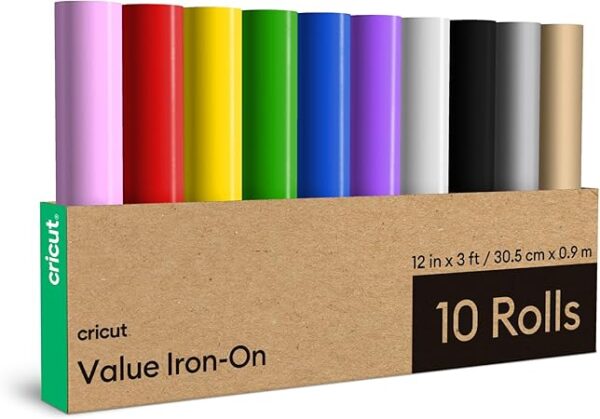Value Iron-On Rainbow Sampler – 12"x3ft, 10 Pack HTV Vinyl