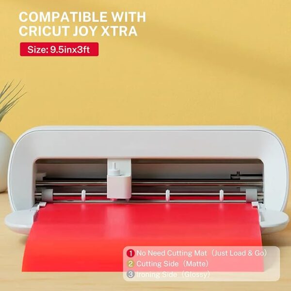 Smart Iron-On Vinyl Roll for Cricut Joy Xtra – 5 Rolls, 9.5"x3ft HTV for Large T-Shirt Projects - Image 4