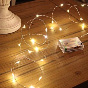 Battery-Operated LED Fairy Lights – 16ft Warm White Copper Wire for Bedroom & Events