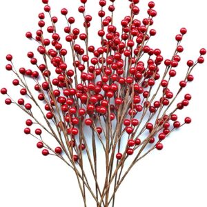 12 Pcs Artificial Red Berry Stems – 13.5" Waterproof Branches for Holiday & DIY Decor