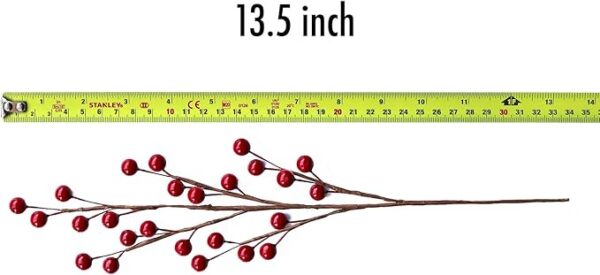 12 Pcs Artificial Red Berry Stems – 13.5" Waterproof Branches for Holiday & DIY Decor - Image 2