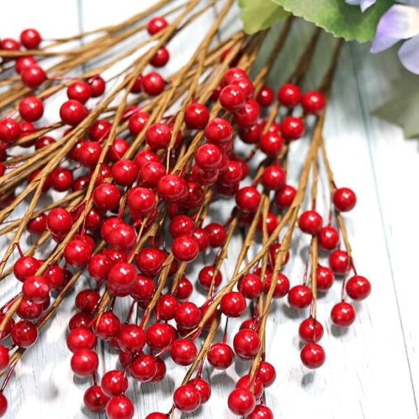 12 Pcs Artificial Red Berry Stems – 13.5" Waterproof Branches for Holiday & DIY Decor - Image 3