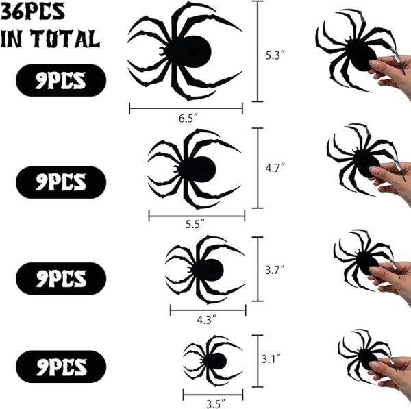36 LED 3D Spider Wall Stickers – Halloween Removable Decor - Image 2