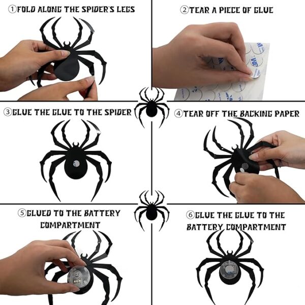 36 LED 3D Spider Wall Stickers – Halloween Removable Decor - Image 4