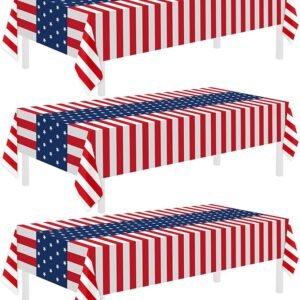 3-Pack Patriotic Disposable Tablecloths – 54"x108" Party Supplies for Outdoor Events
