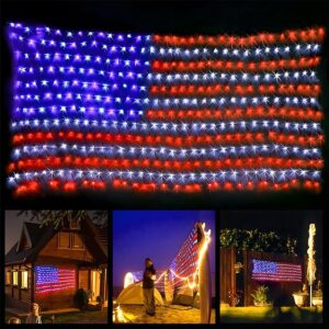 LED American Flag Net Lights – Waterproof Indoor & Outdoor Decoration