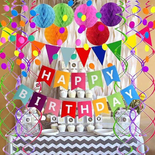 Birthday Banner & Colorful Party Garland Set - Image 2