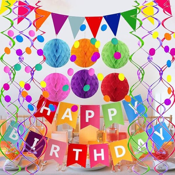 Birthday Banner & Colorful Party Garland Set - Image 4