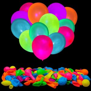 100PCS UV Neon Glow Balloons – Blacklight Reactive Party Decorations