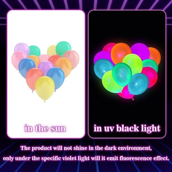 100PCS UV Neon Glow Balloons – Blacklight Reactive Party Decorations - Image 4