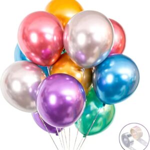 100PCS 12" Chrome Metallic Balloons – Party & Wedding Decorations