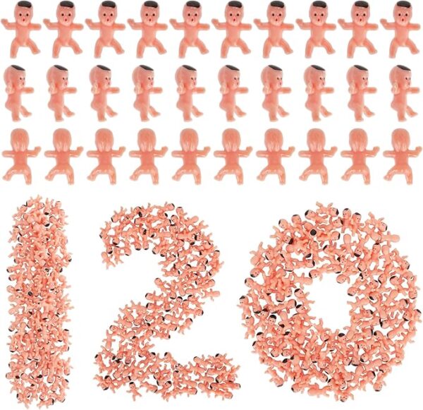 120PCS Mini Plastic Babies – 1" Bulk for Baby Shower Games & King Cake Decorations