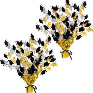 2-Pack Metallic Gleam ’N Burst Centerpieces – Black, Gold & Silver Graduation Table Decor (15")