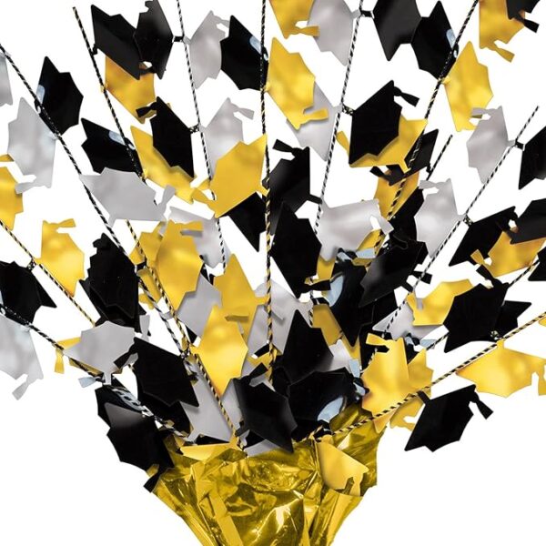 2-Pack Metallic Gleam ’N Burst Centerpieces – Black, Gold & Silver Graduation Table Decor (15") - Image 4