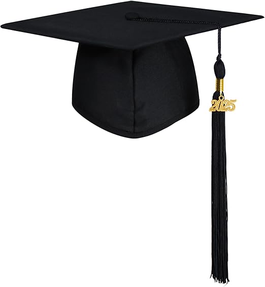 GraduationMall Matte Graduation Cap with 2025 Tassel for High School & Bachelor