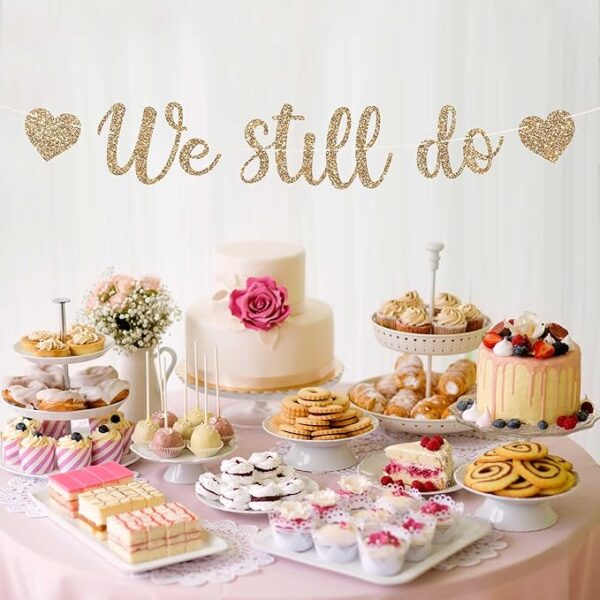 Pre-Strung Gold Glitter “We Still Do” Banner – 8ft Garland, No DIY Needed - Image 2