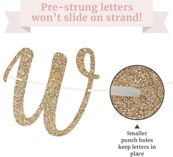 Pre-Strung Gold Glitter “We Still Do” Banner – 8ft Garland, No DIY Needed - Image 4