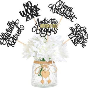 15PCS Happy Retirement Centerpiece Sticks – Officially Retired, No Work Zone Floral Table Decor (Black)