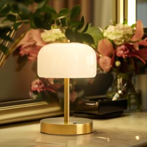 9" Gold Cordless Table Lamp – Rechargeable, Touch Control, 3-Way Dimmable