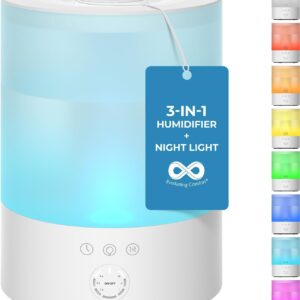 2.5L Top-Fill Bedroom Humidifier with Leakproof Design & Essential Oil Diffuser