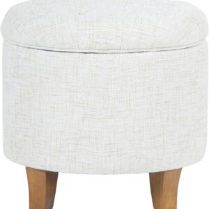 Home Decor | Upholstered Round Tufted Foot Rest Ottoman | Ottoman with Storage
