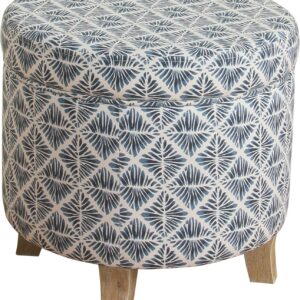 Upholstered Round Storage Ottoman – Stylish Ottoman with Hidden Storage