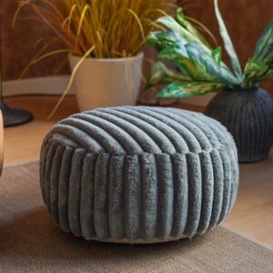 Unstuffed Pouf Ottoman Cover – Soft Bohemian Farmhouse Pouf for Storage or Extra Seating