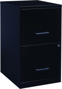 2-Drawer Metal File Cabinet – 18" Deep, Black Finish