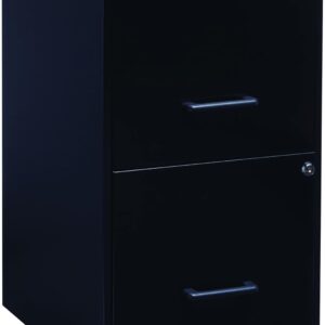 2-Drawer Metal File Cabinet – 18" Deep, Black Finish