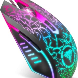 Wired Gaming Mouse – Ergonomic RGB Backlit Optical Mouse for PC & Laptop, 4 Adjustable DPI Up to 3600