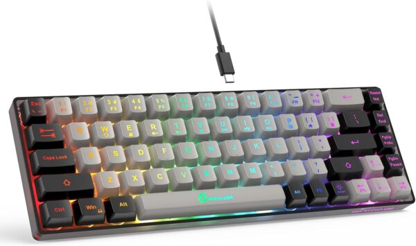 65% Wired Gaming Keyboard – Ultra-Compact 68-Key Membrane, Backlit, Anti-Ghosting, No-Key-Conflict Design