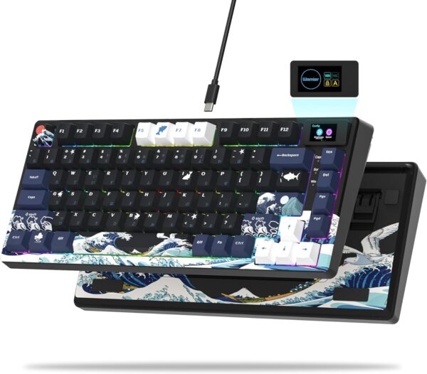 S-K80 75% Mechanical Gaming Keyboard – Color Multimedia Display, Compact 75% Layout
