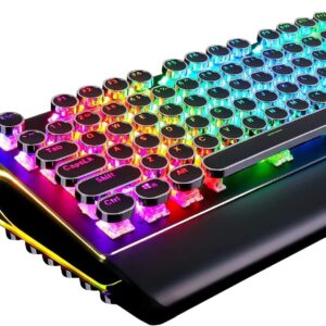 S108 Retro Mechanical Typewriter Keyboard – Wired 108-Key Gaming Keyboard with RGB Backlit Sidelight