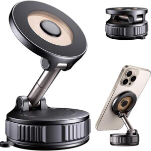 Magnetic Car Phone Mount with 360° Rotation, Ultra-Strong Suction & Powerful 2800gf Magnet