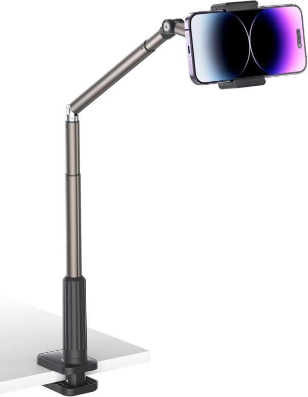 Flexible Gooseneck Phone Holder – 360° Adjustable Desk & Bed Mount, Compatible with iPhone 12–16