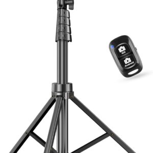 62" Extendable Phone Tripod & Selfie Stick – Wireless Remote and Adjustable Cell Phone Stand