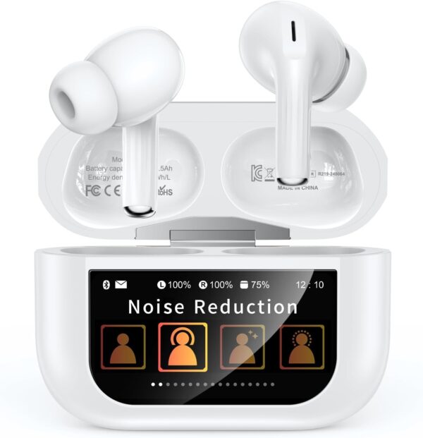 Wireless Bluetooth 5.4 Earbuds – Touch-Controlled ANC/ENC Noise-Cancelling Headphones