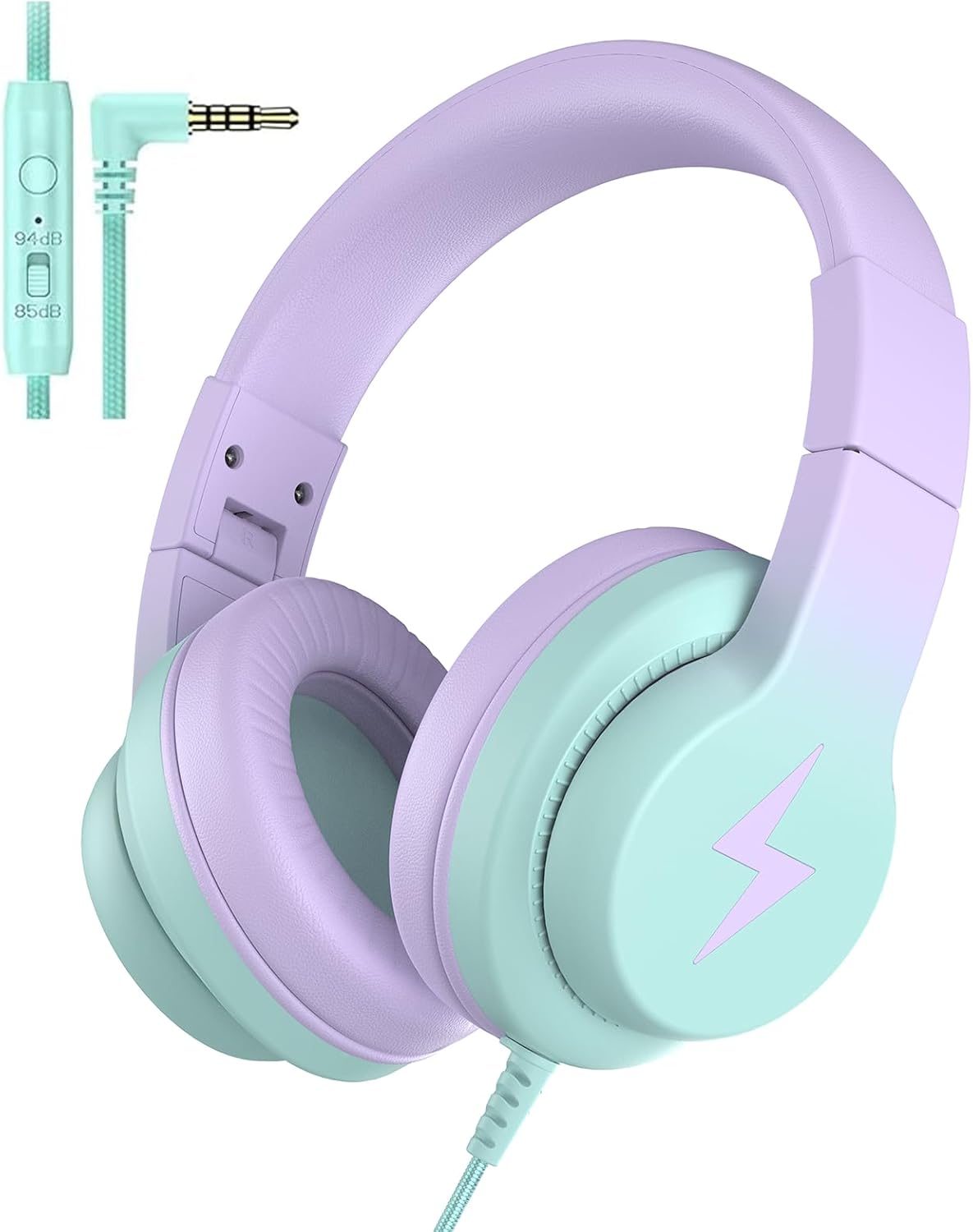 Kids Wired Over-Ear Headphones – Microphone Included, 85/94dB Volume-Limited Safe Listening