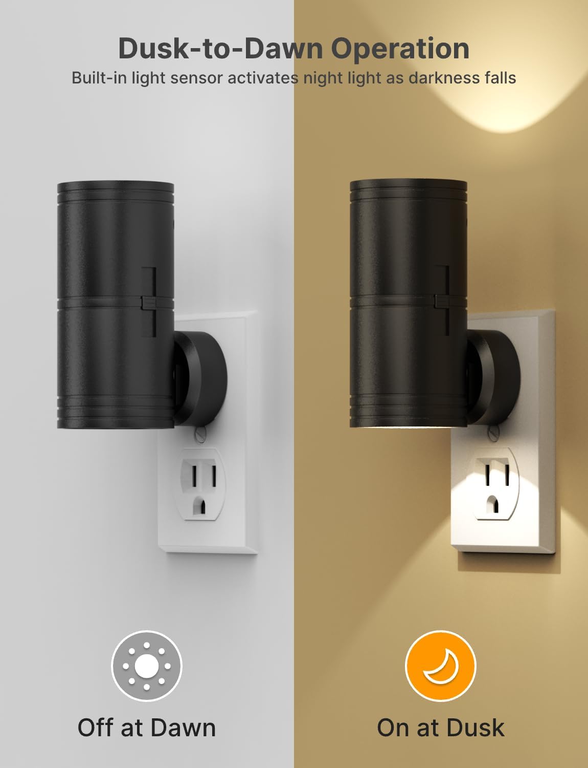 Dimmable LED Night Lights with Dusk-to-Dawn Sensor, 2-Pack, 3000K Warm White, Wall Plug-In - Image 4