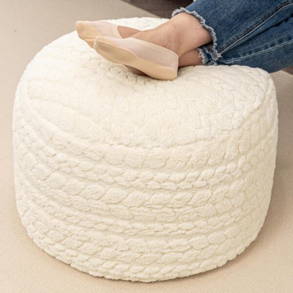 Round Pouf Ottoman – 20"x20"x14", Boho-Style Floor Pouf for Home Décor - Image 3