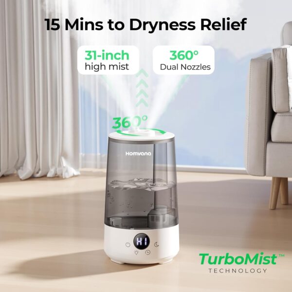 3.6L Bedroom Humidifier – Cool Mist, Top-Fill, 34H Runtime, Ultra-Quiet 23dB - Image 4