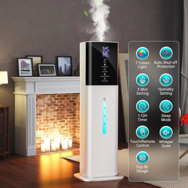 Honovos 8L Ultrasonic Humidifier for Large Rooms, 7-Color LED, Quiet Operation - Image 4