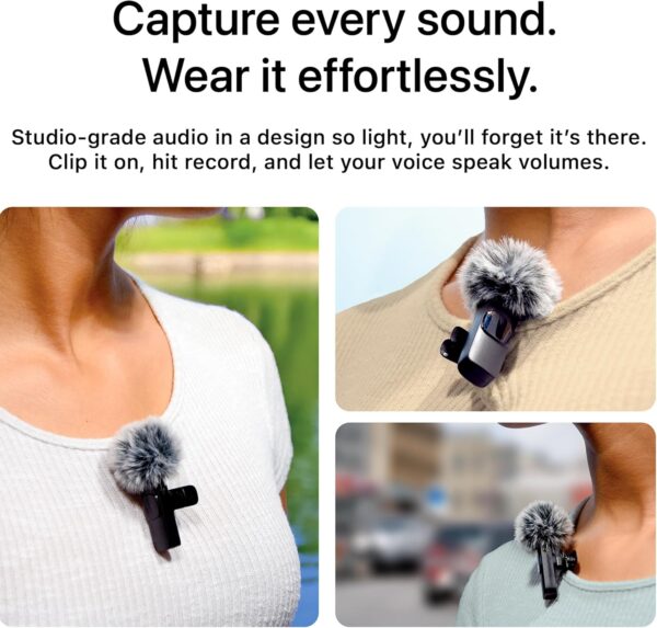 Wireless Lavalier Microphone for iPhone, iPad & Android – Professional Video Recording Mic - Image 4