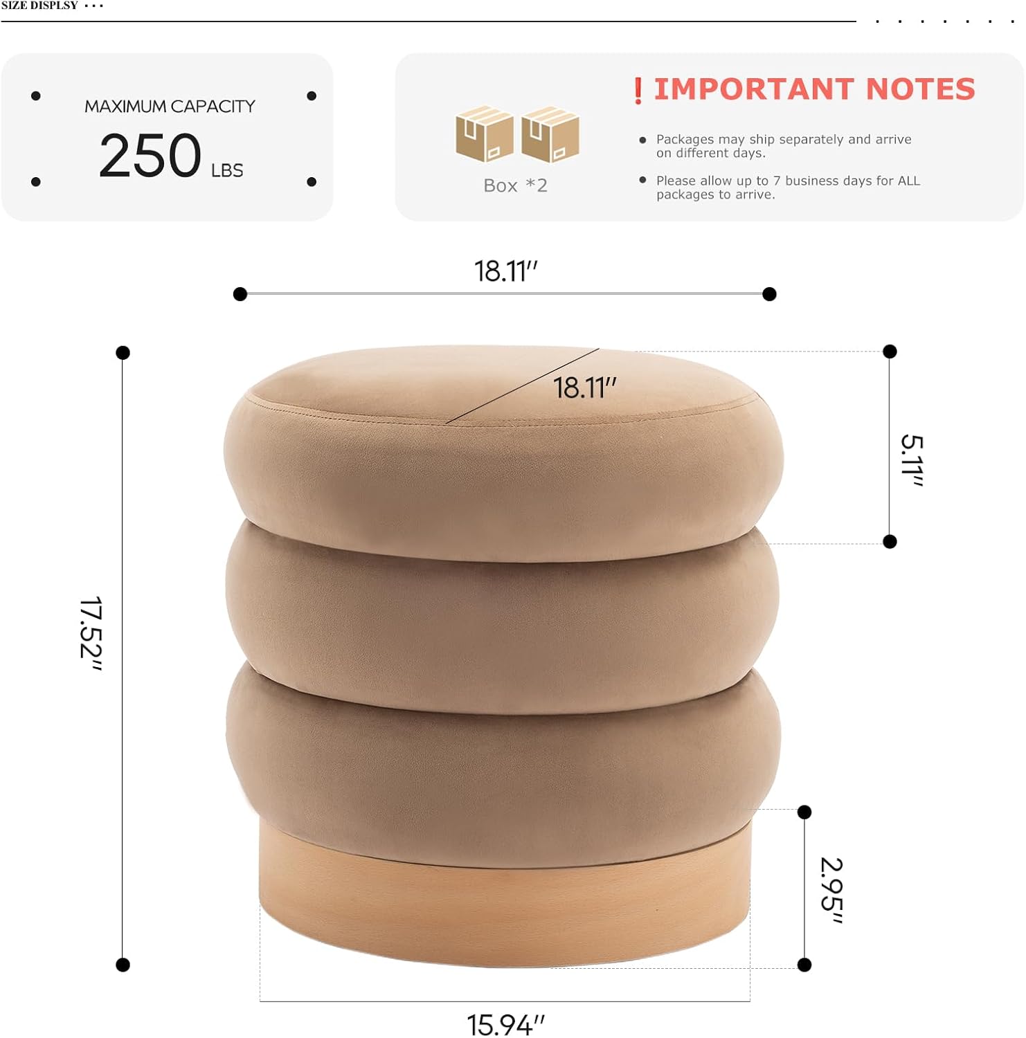 Velvet Ottoman Footstool – Tufted Modern Footrest with Wooden Base - Image 4