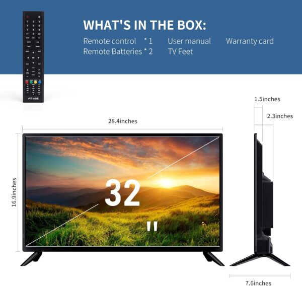 32-Inch 720p HD LED TV with Built-in DVD Player – 60Hz Refresh Rate, USB, 2 HDMI, and VGA Inputs - Image 3