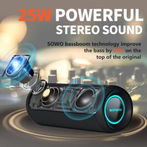 Wireless Bluetooth Speaker – 25W Loud Stereo Sound, IPX7 Waterproof, Portable