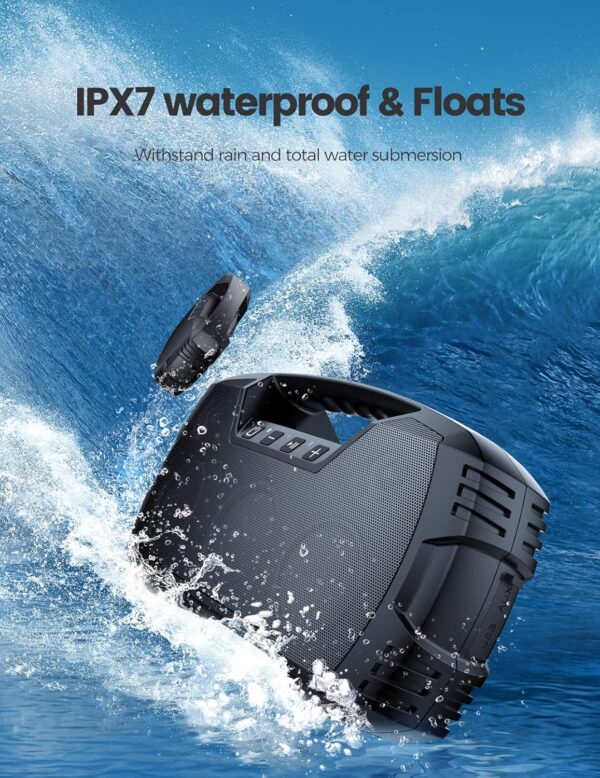 Waterproof Bluetooth Speaker, 40W Portable Wireless with Subwoofer, 32H Playtime - Image 3