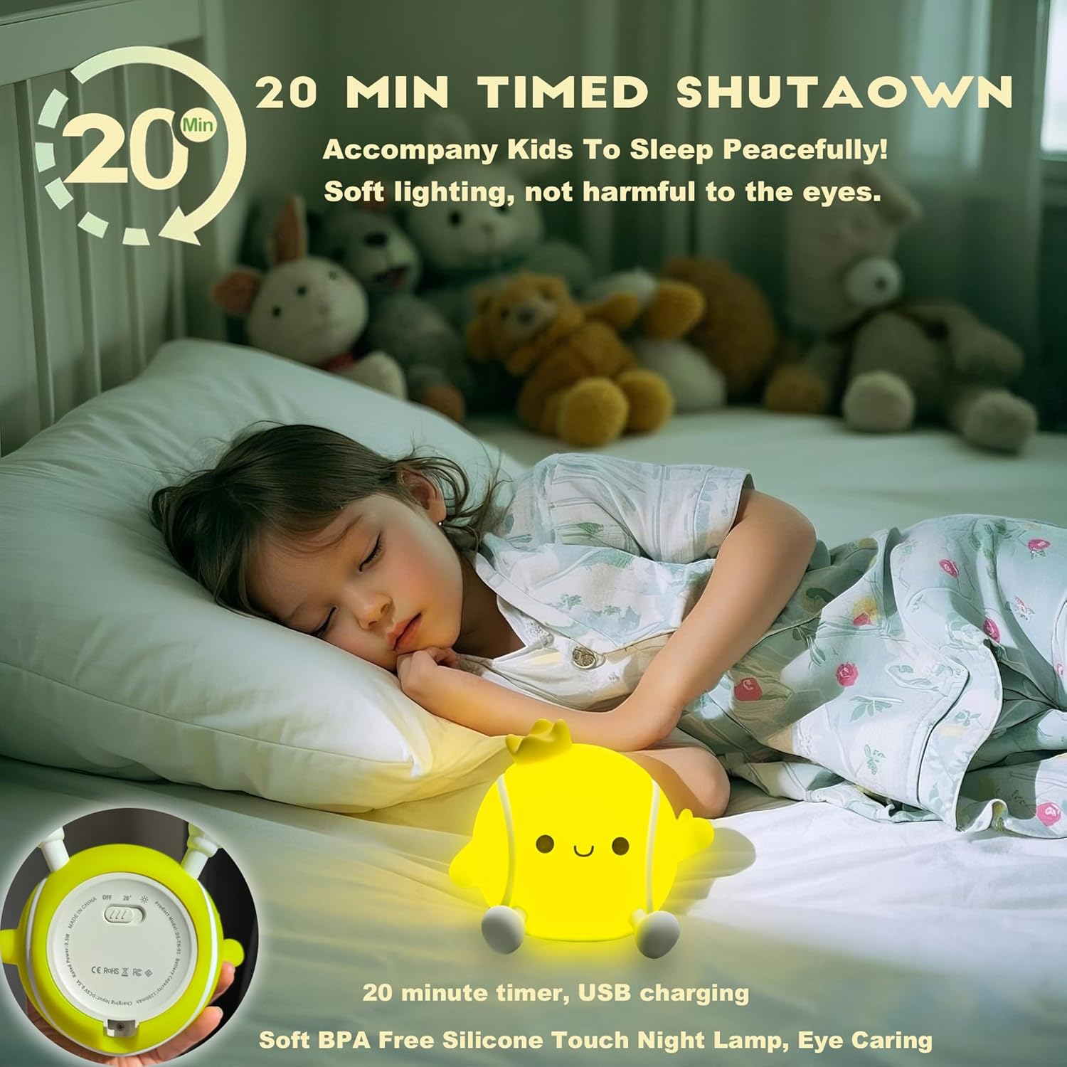 LED Tennis Ball Night Light – Squishy Novelty Lamp with 2-Level Dimming - Image 3