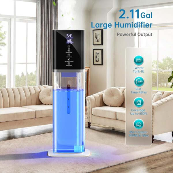 Honovos 8L Ultrasonic Humidifier for Large Rooms, 7-Color LED, Quiet Operation - Image 3